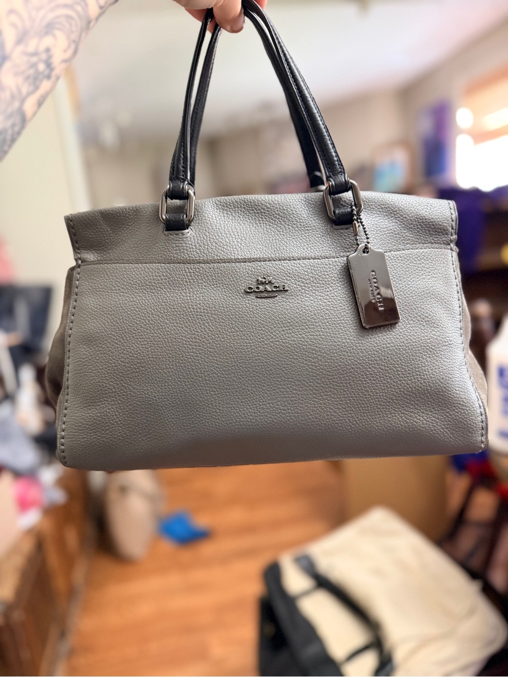 Coach Colorblock Mixed Leather Fulton Satchel